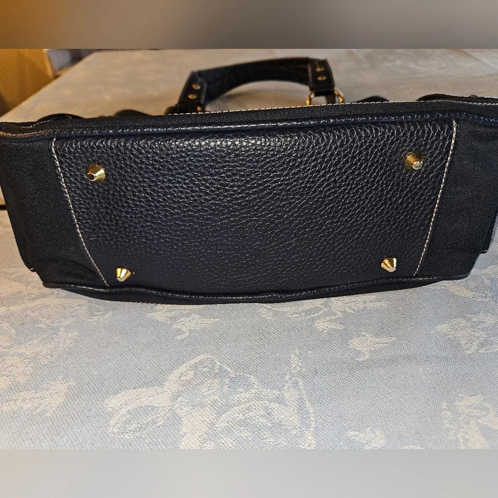 MAXX NY Nylon Navy & Leather Trim Shouler Bag Purse